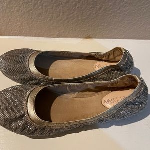 Womens Gold Sparkle Ballet Flats